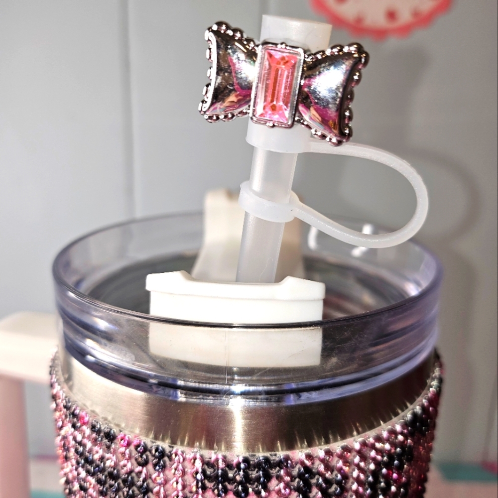 Glam Pink Rhinestone Bow Tumbler